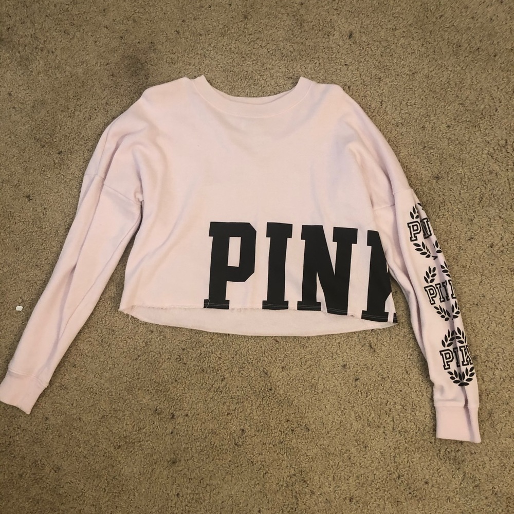 Pink cropped crew